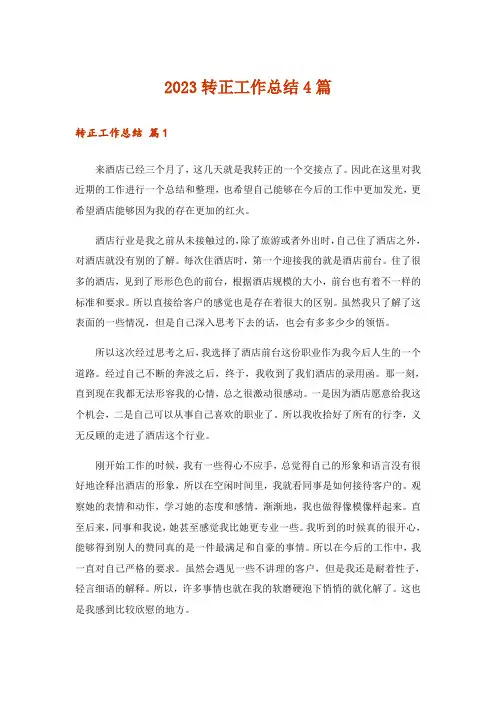 2023转正工作总结4篇_2