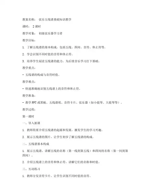弦乐五线谱教学教案模板