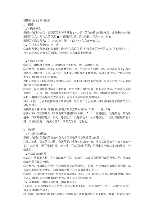 圆锥曲线的方程与性质