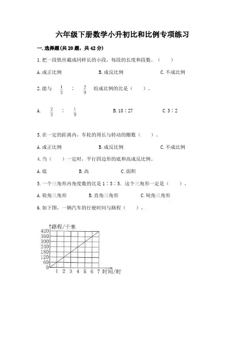 六年级下册数学小升初比和比例专项练习完美版