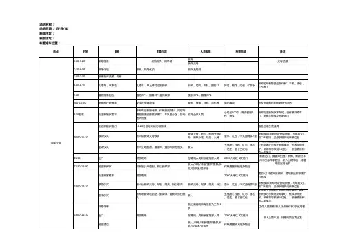 婚礼策划当天流程计划时间表模板表格下载(excel文档可修改)