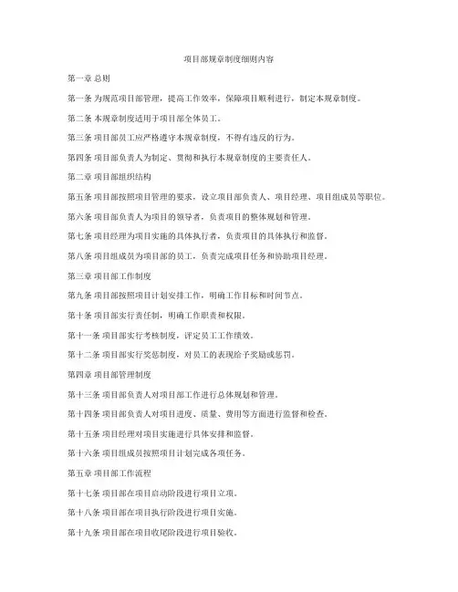 项目部规章制度细则内容