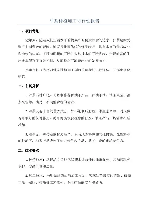 油茶种植加工可行性报告