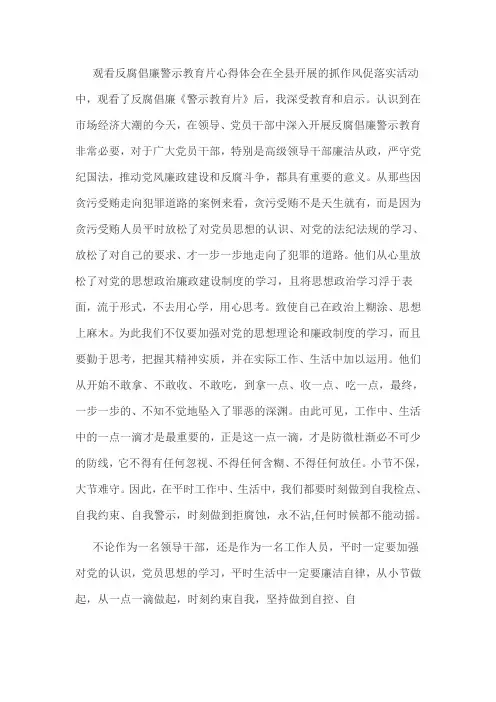 观看廉政警示教育片心得体会