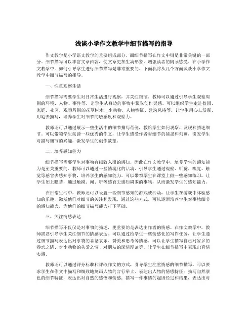 浅谈小学作文教学中细节描写的指导