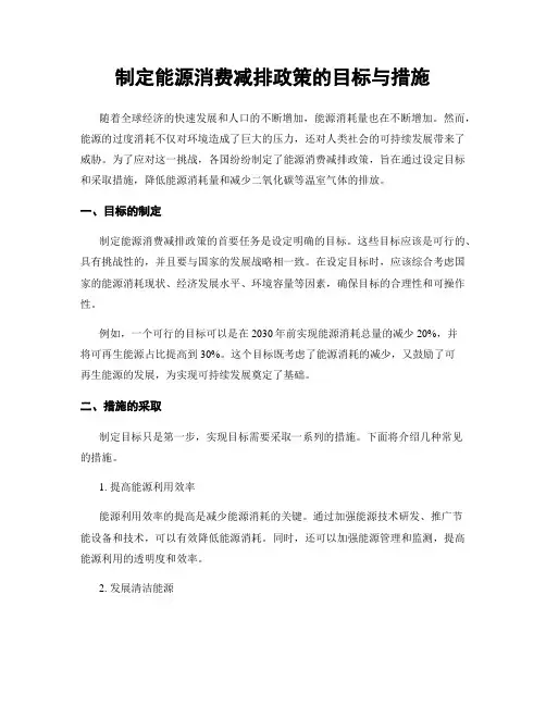 制定能源消费减排政策的目标与措施
