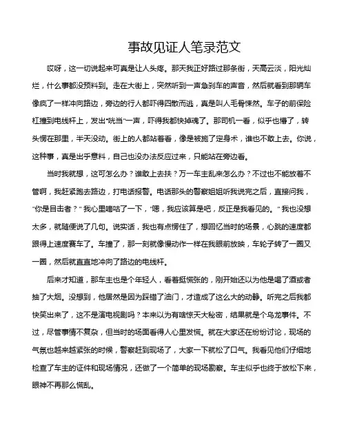 事故见证人笔录范文