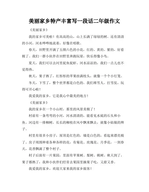 美丽家乡特产丰富写一段话二年级作文