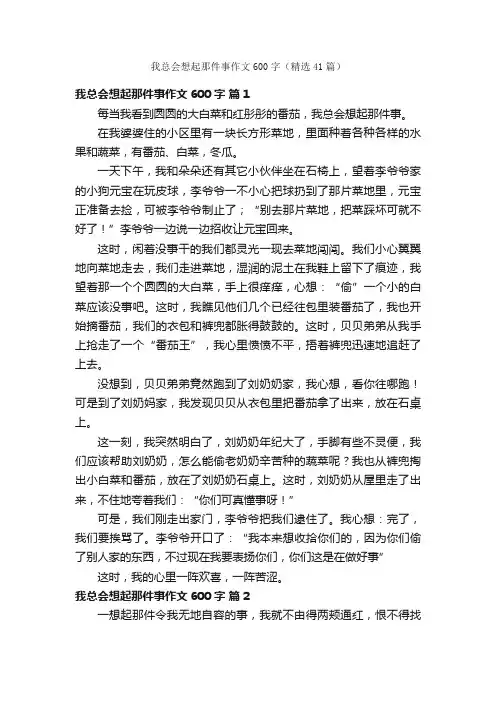 我总会想起那件事作文600字（精选41篇）