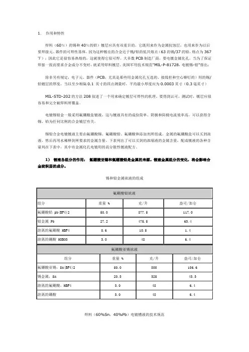 PCB电镀焊料(锡铅合金)工艺介绍