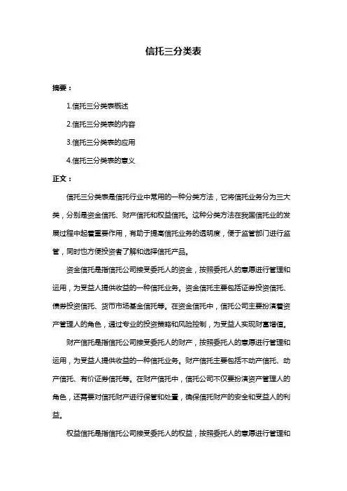 信托三分类表