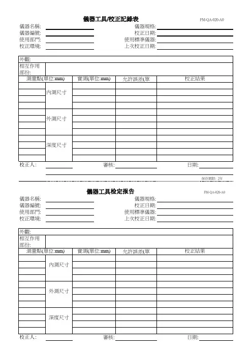 仪器内校报告