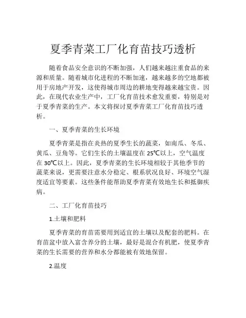 夏季青菜工厂化育苗技巧透析