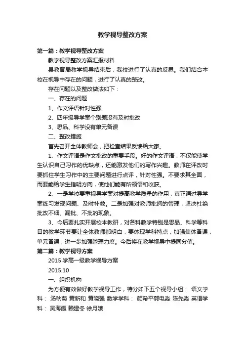 教学视导整改方案