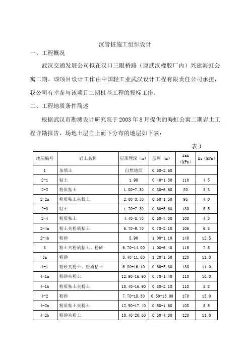 沉管桩施工组织设计