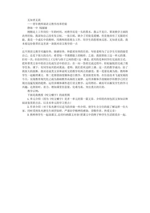 无知者无畏 ——青年教师谈语文教学改革经验