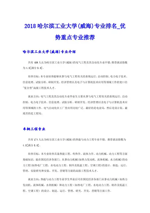 哈尔滨工业大学(威海)专业排名_优势重点专业推荐