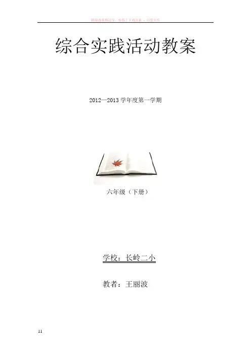 综合实践活动六年级下册教案