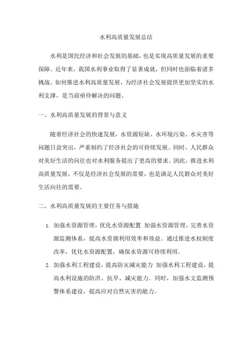 水利高质量发展总结