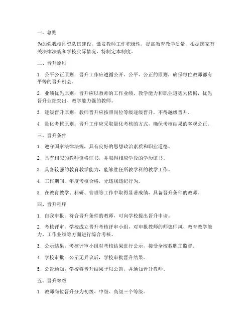 小学岗位晋升管理制度