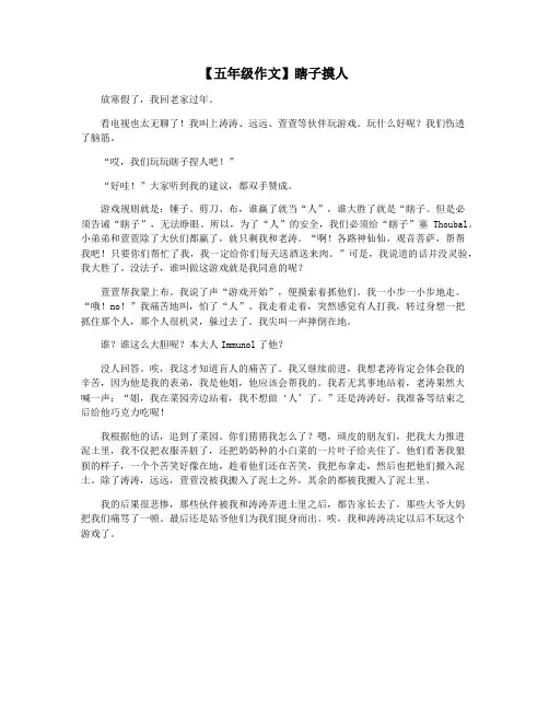【五年级作文】瞎子摸人