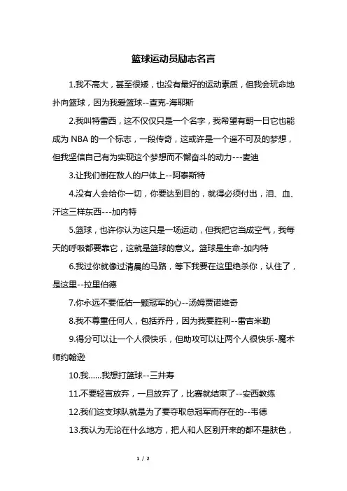 篮球运动员励志名言