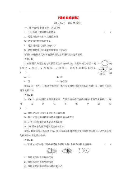 高中生物 教师用书 第三章 第二节 第三课时 课时跟踪训练 苏教版必修1