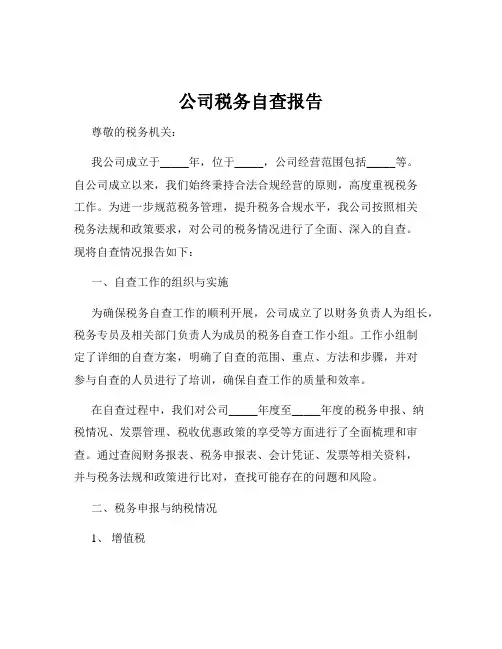 公司税务自查报告