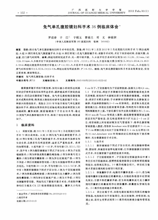 免气单孔腹腔镜妇科手术36例临床体会