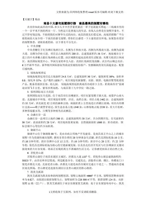 【精品】南昌十大豪宅别墅排行榜南昌最美的别墅有哪些