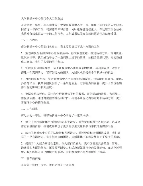 大学新媒体中心部门个人工作总结