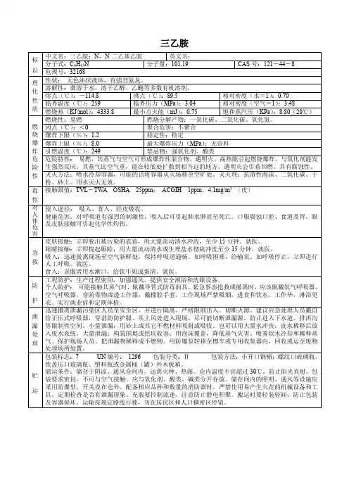 三乙胺安全技术说明书(标准版)