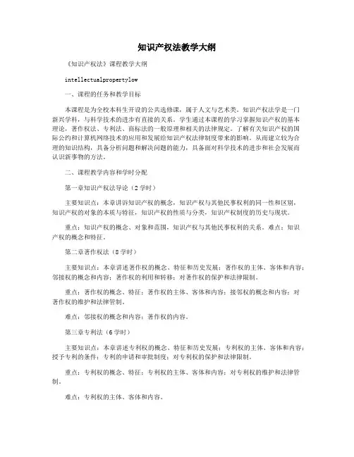 知识产权法教学大纲