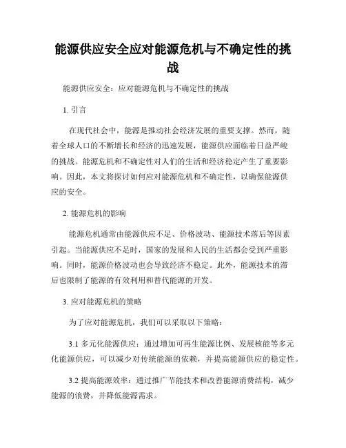 能源供应安全应对能源危机与不确定性的挑战