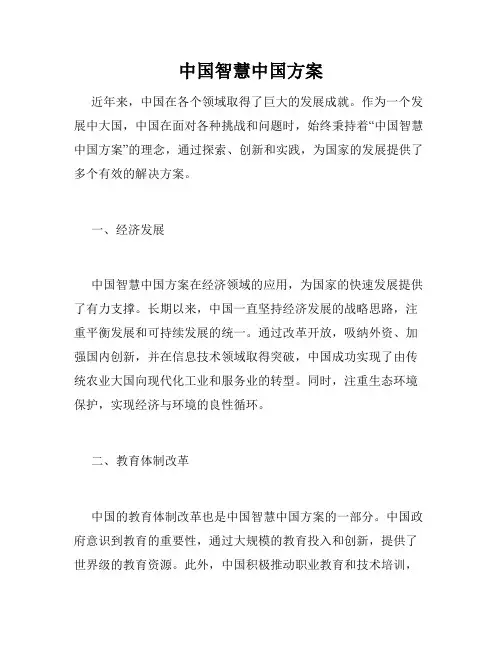 中国智慧中国方案