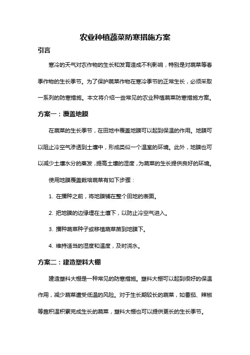 农业种植蔬菜防寒措施方案