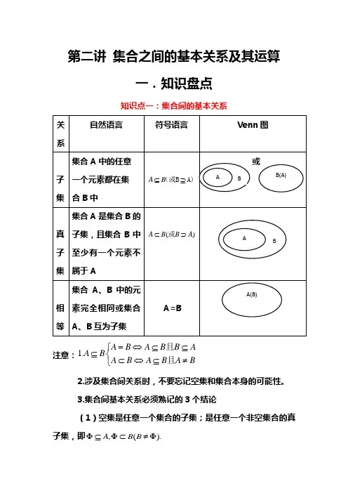 第二讲  集合之间的基本关系及其运算