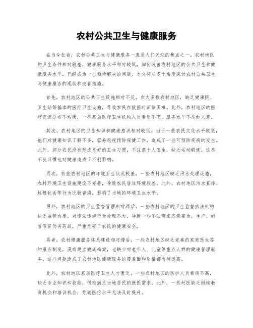农村公共卫生与健康服务