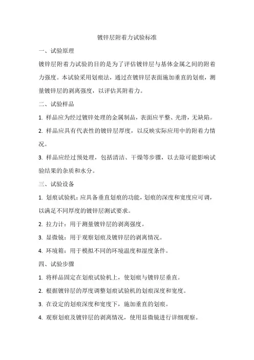 镀锌层附着力试验标准