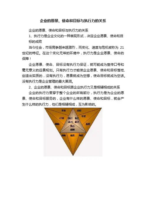 企业的愿景、使命和目标与执行力的关系