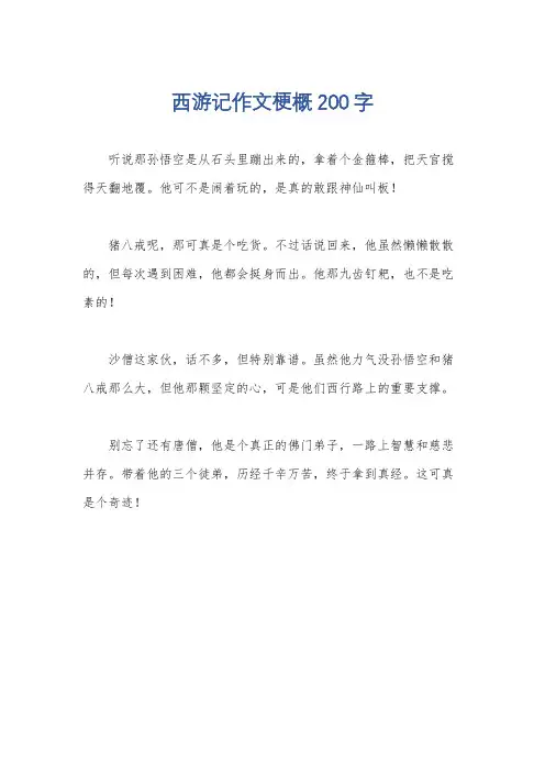 西游记作文梗概200字