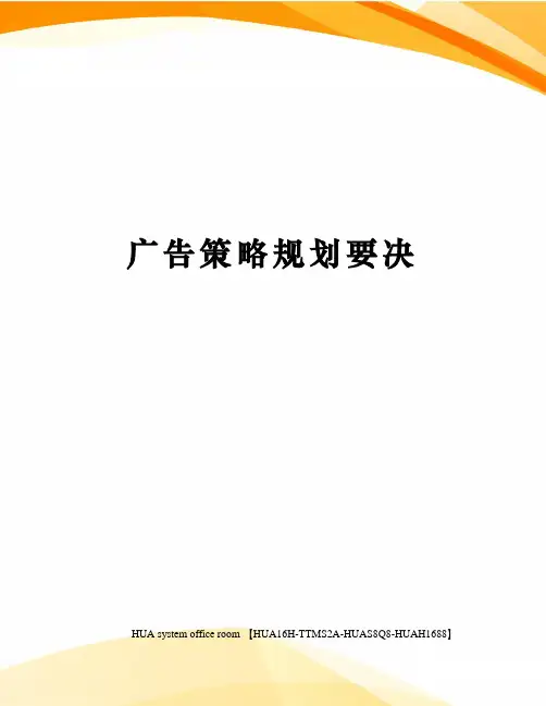 广告策略规划要决完整版