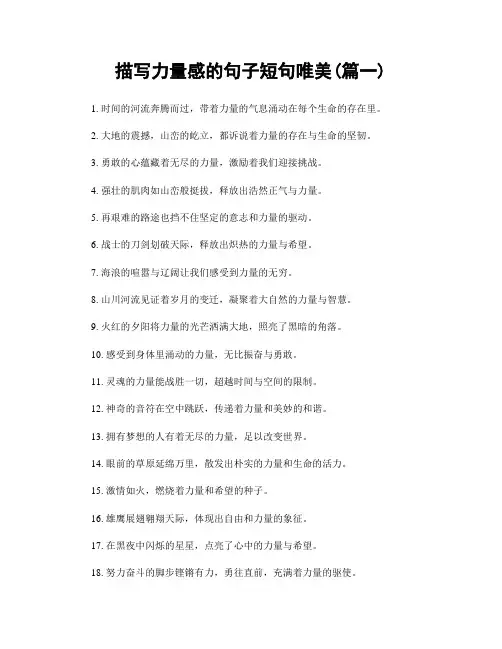 描写力量感的句子短句唯美(精选2篇)
