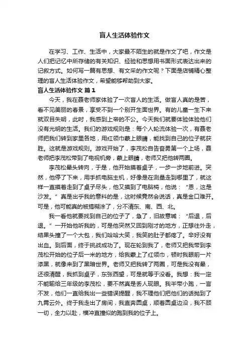 盲人生活体验作文