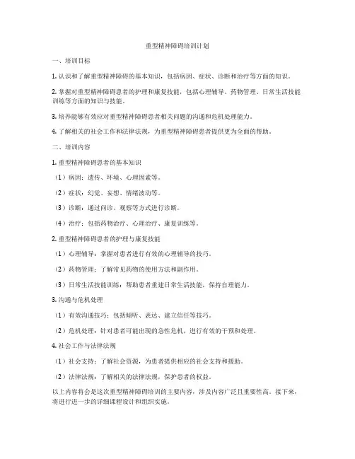 重型精神障碍培训计划
