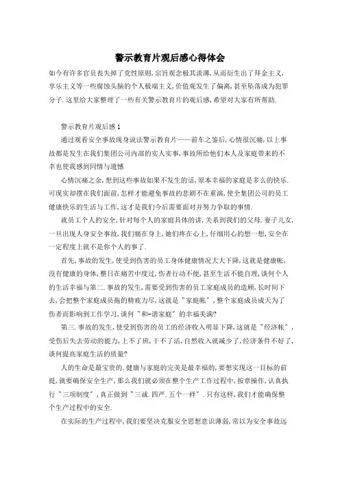 警示教育片观后感心得体会