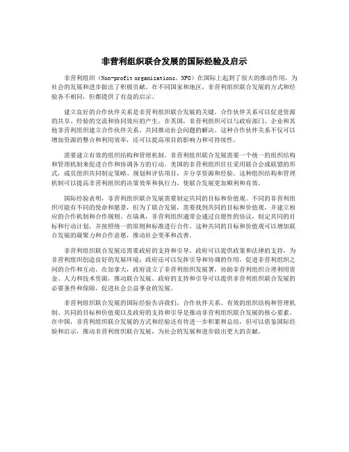 非营利组织联合发展的国际经验及启示