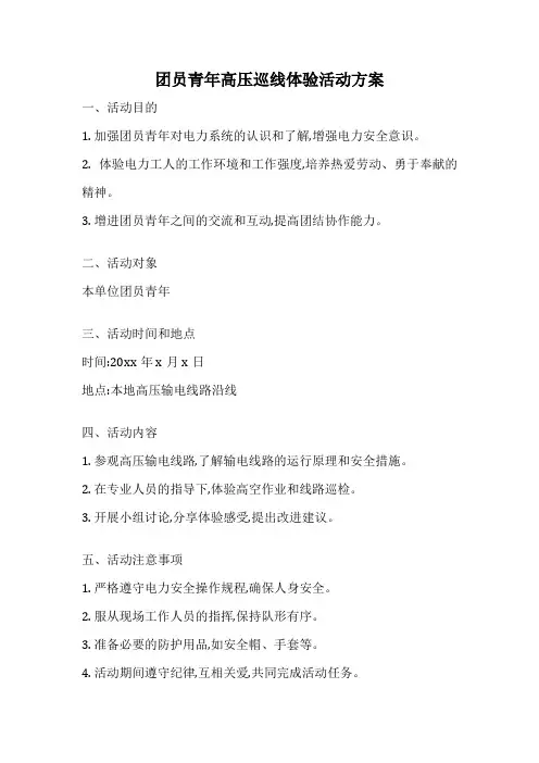 团员青年高压巡线体验活动方案