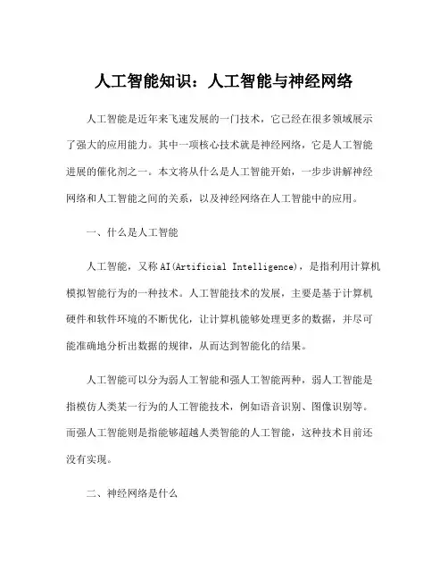 人工智能知识：人工智能与神经网络