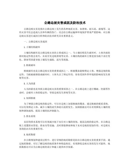 公路边坡灾害成因及防治技术